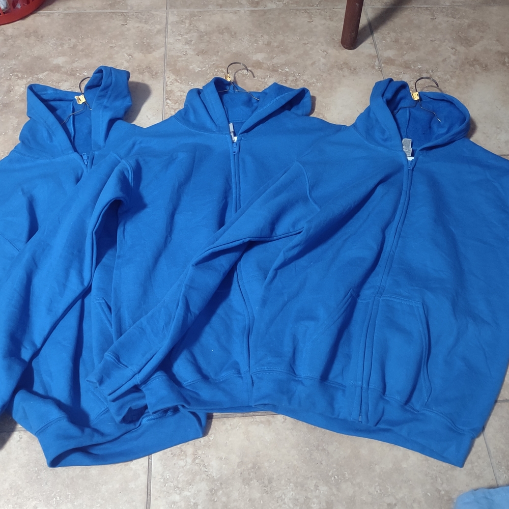 3 Blue Zip Up Hoodies Bundle NWOT